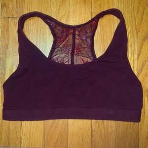 VS PINK Maroon Unlined Sports Bra with Lace Cut Out Back M